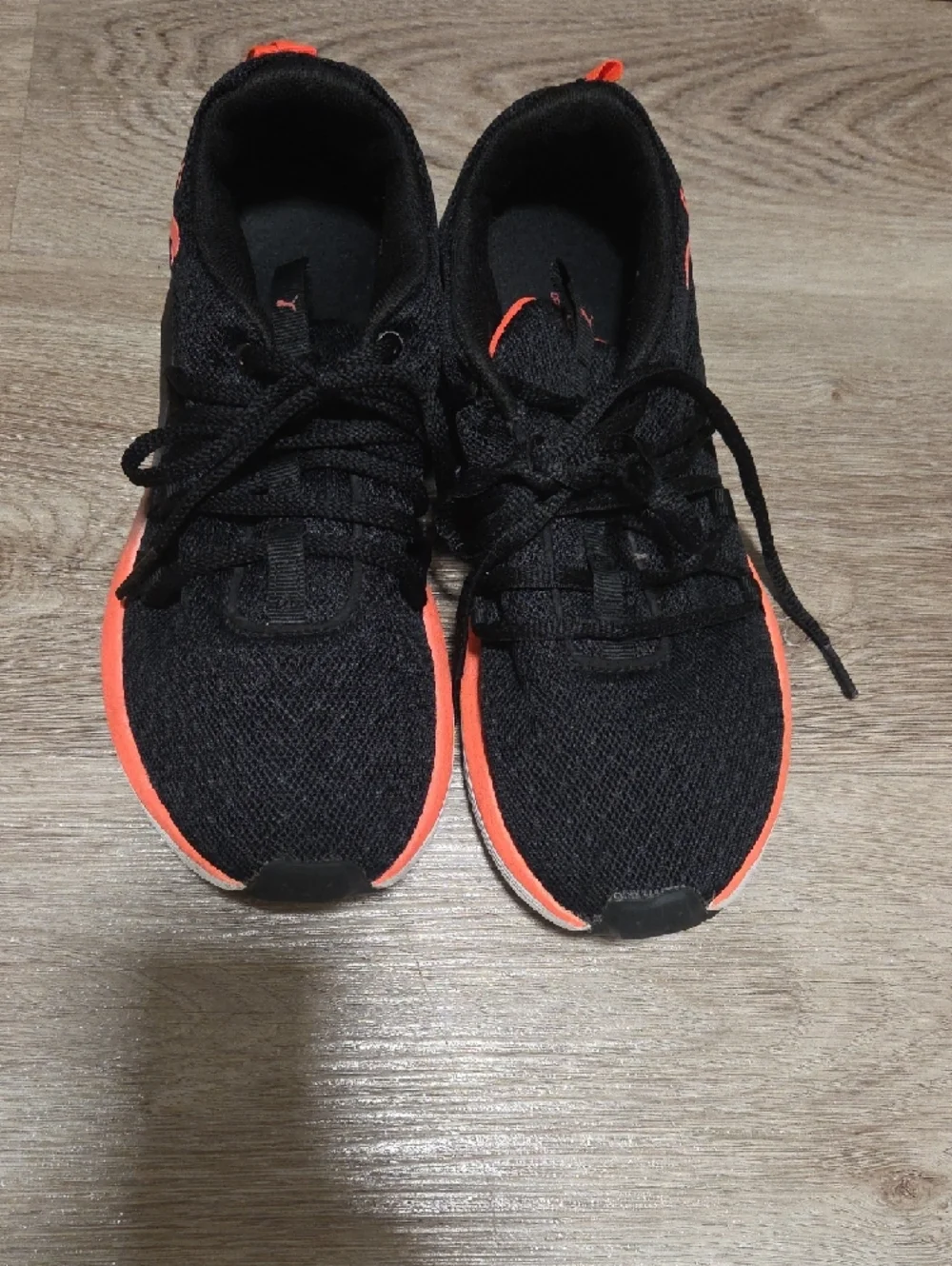 Puma Black Athletic Sneakers with Coral Accents